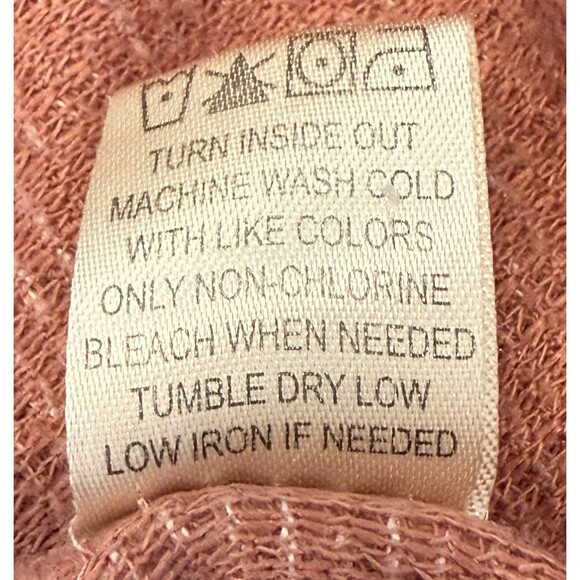 Inspired Hearts Women’s 1X Hoodie Top Pink Lace-Up Neck Waffle Knit Long Sleeve - Picture 7 of 10